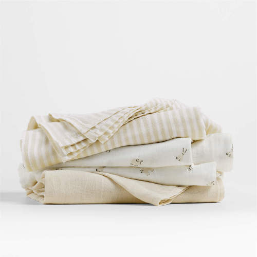 Baby's First Natural Mini Animal Organic Cotton Gauze Baby Swaddle Blankets, Set of 3