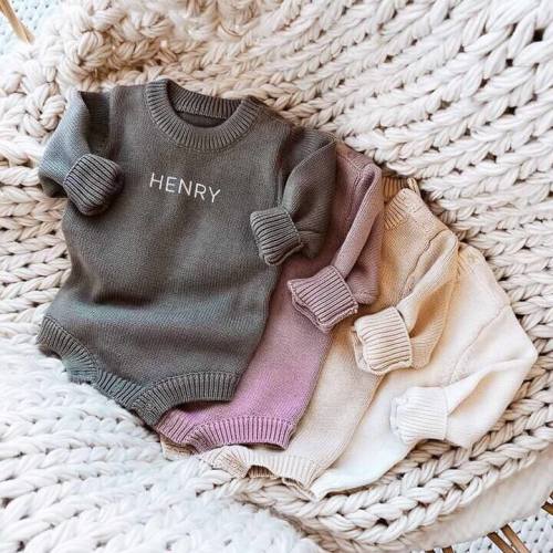 Personalized Knit Sweater Bubble Romper | Solid