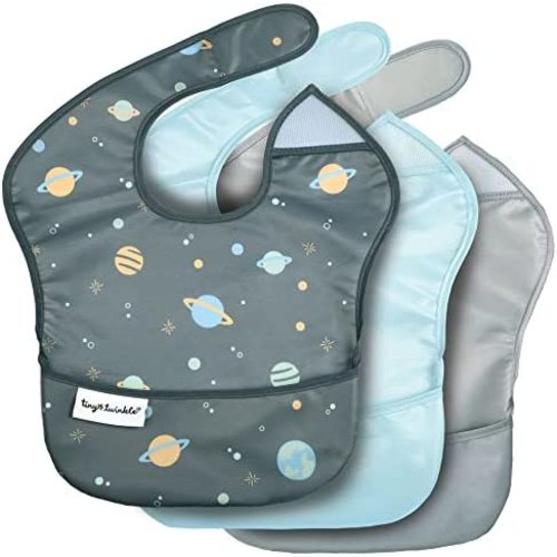 Tiny Twinkle Mess-Proof Baby Bib - Waterproof Bib for Baby Boy or Girl - PFAS, PVC, BPA, Phthalate Free - Baby Food Bibs