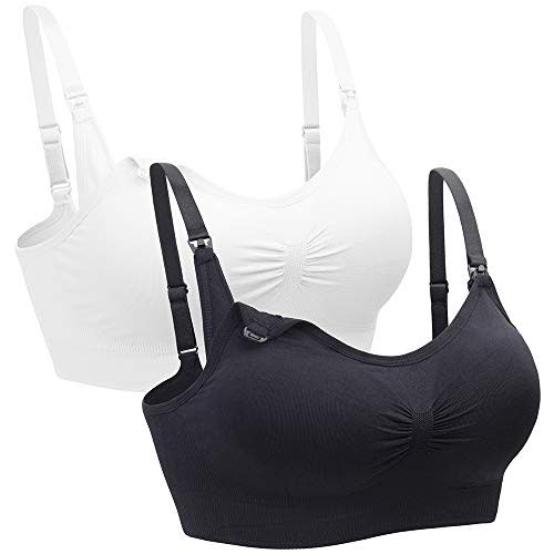Suekaphin 2PACK Nursing Maternity Bra for Pregnancy Women Breastfeeding Comfortable Sleeping with Extenders
