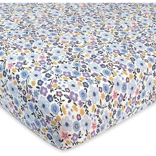 HonestBaby Unisex-Baby Classics Fitted Crib Sheets Set Standard Mattress, 100% Organic Cotton Baby Boys, Girls, Neutral, 1 Pack - Rose Blossom, One Size