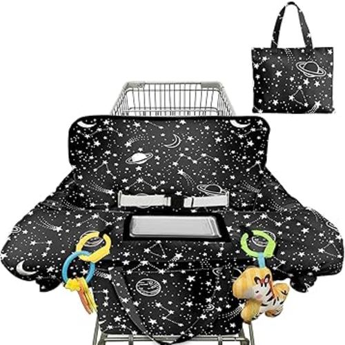 Shopping Cart Cover for Baby Girl Boy 2-in-1 High Chair Water Resistant High Chair Cover w/Phone Pouch Pocket Gender Neutral Cart Cover for Babies Padded Grocery Cart Cover for Baby