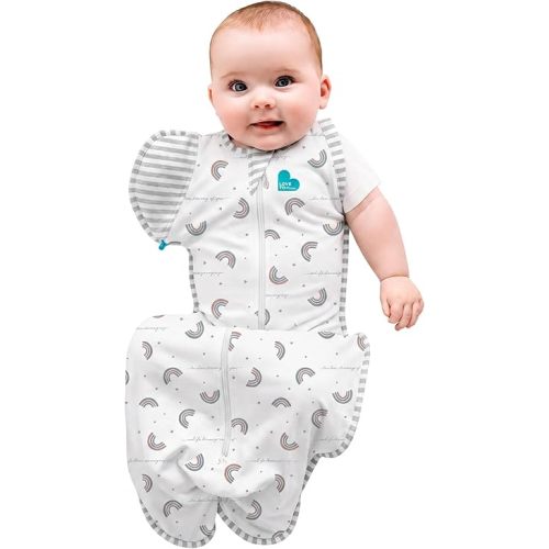 Love to Dream Swaddle Up Transition Swaddle, Patented Zip-Off Wings, Gently Help Baby Transition from Being Swaddled to Arms Free When Showing Signs of Rolling, 1.0 TOG, 13-19 lbs, Rainbow Dream
