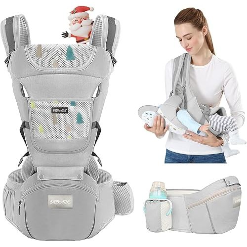 Baby Carrier Newborn to Toddler - Debark Baby Carrier with Hip Seat, 6 in 1 Lightweight and Detachable Infant Carrier for Babies from 0-36 Months, Ideal for Hands-Free Parenting (Grey)