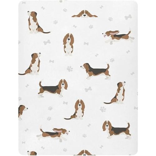 Dog Basset Hound Fitted Crib Sheet for Boys Girls Baby Crib Sheet Crib Mattress Sheet Breathable Crib Sheets for Pack N Play Mattresses,39 x 27 in