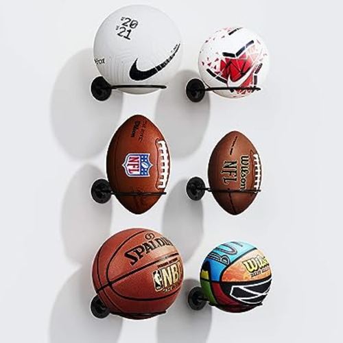 Basketball Holder Wall Mount, Ball Holder Wall Mount, Ball Display Wall Storage for Basketball, Soccer Ball, Volleyball, Football, Rugby