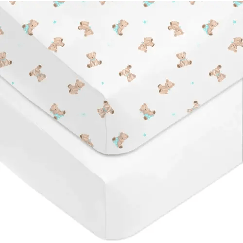American Baby Company Fitted Crib Sheet 28" x 52", Soft Breathable Neutral 100% Cotton Jersey Sheet, Bear, for Boys and Girls, Fits Crib and Toddler Bed mattresses