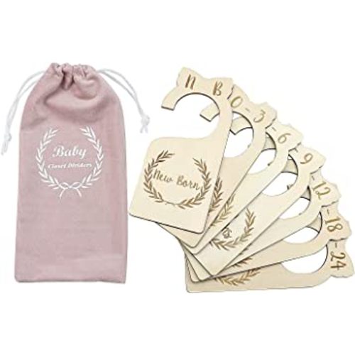 Premium Wood Baby Closet Dividers,Set of 7,from Newborn to 24 Month,Baby Closet Organizers,Nursery Decor,Baby Clothes Organizers (Style-1)