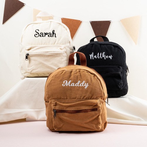 Personalized Kids Canvas Backpack, Custom Child Backpack, Monogram Toddler Backpacks, Cute Preschool Book Bag, Birthday Gift for Child Kid