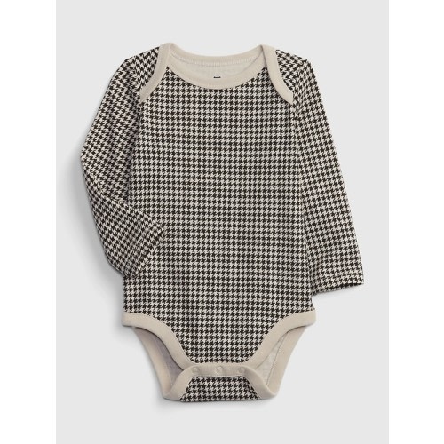 0-3M or 3-6M Baby Organic Cotton Mix and Match Graphic Bodysuit in black houndstooth