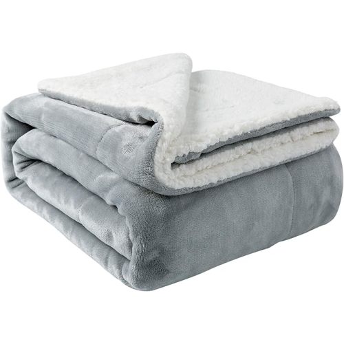 NANPIPER Baby Sherpa Blanket,Warm Toddler Throw Blanket,Soft Newborn Fleece Blanket for Winter (Light Grey,30x40 inches)