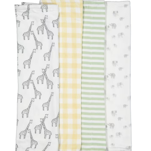 4 Pack Organic Cotton Burping Cloths