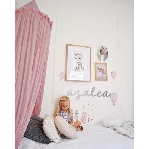 MAMERIA Kids Bed Canopy with Frills Cotton Hanging Tent Curtain Net for Reading Nook Hideaway Bedding Play Room Decor (Dusty Rose)