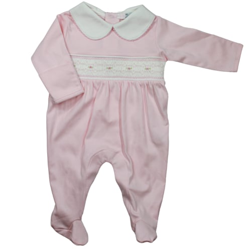 Baby Girls Footie Pink Smocked Take Home Outfit | Baby Loren