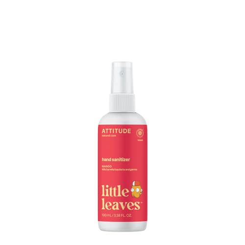 ATTITUDE Hand Sanitizer Spray for Kids & Adults, EWG Verified, Travel Size, Dermatologically Tested, Plant and Mineral Based, Vegan, Mango, 3.5 Fl Oz (Spray Bottle)
