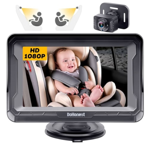 DoHonest Baby Car Camera HD 1080P - Rear-Facing Car Baby Monitor with Night Vision, Adjustable View Angle, Easy Setup, Anti-Glare Display, Safety for Kids & Infants