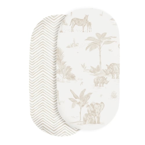 Organic Bassinet Sheet - Safari & Herringbone