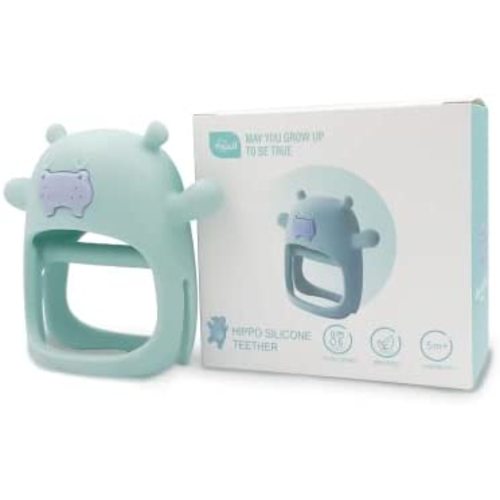 Hippo Never Drop Silicone Baby Teething Toy for 0-12 Months Infants, Baby Chew Toys for Sucking Needs, Hand Pacifier for Breast Feeding Babies, Car Seat Toy for New Born…