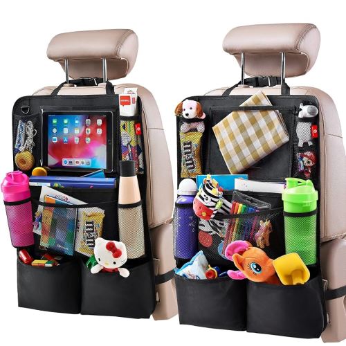 Amazon.com: Helteko Backseat Car Organizer, Kick Mats Back Seat Protector with Touch Screen Tablet Holder, Back Seat Organizer for Kids, Travel Accessories with 9 Storage Pockets 2 Pack, Black : Baby