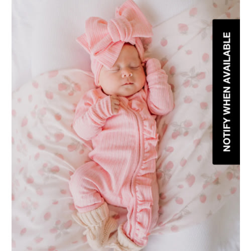Frill Zip Romper | Peony Rib Pointelle – Little and Fern