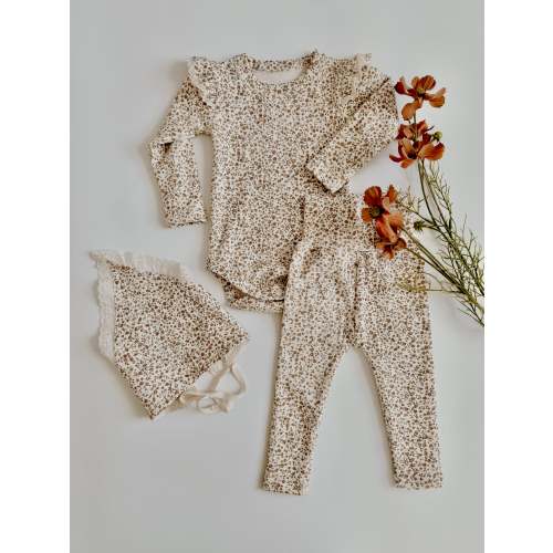 Clara Floral Ruffle Set with Bonnet Scarf
