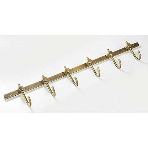 Bronze Towel Hook, Oil Rubbed Brass Row Hooks Rack, Bathroom Towel Hook, Coat Rack for Bathroom Kitchen Garage Wall Mounted with 6 Hooks