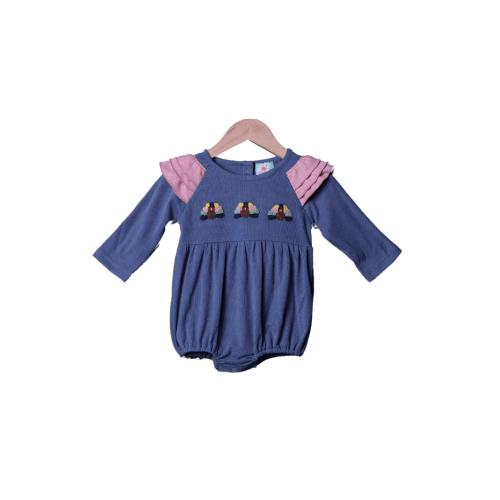 French Knot Turkey Navy Ruffle Bubble