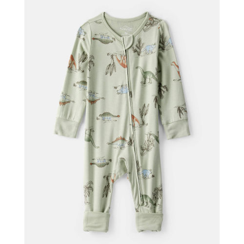 Baby Boy Dinosaur Print PurelySoft Long-Sleeve Sleep & Play Pajamas - Green | Carter's