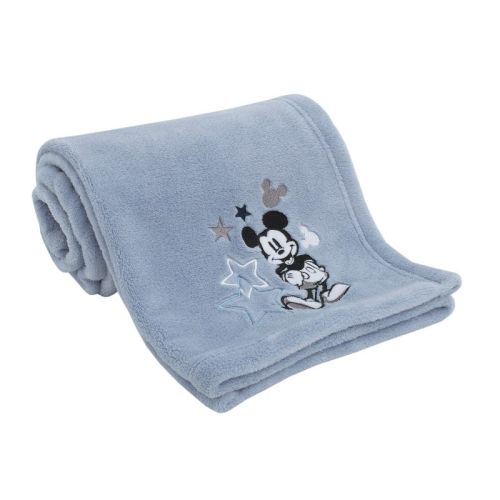 NoJo Disney Mickey Mouse Timeless Mickey Blue Super Soft Coral Fleece Baby Blanket