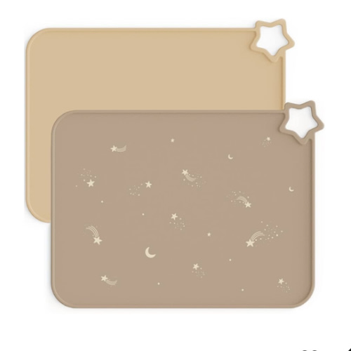 Moonkie Silicone Placemats for Baby & Kid, Stain-Proof Non-Slip Toddler Food Mats Eating Table Mat with 2 Packs