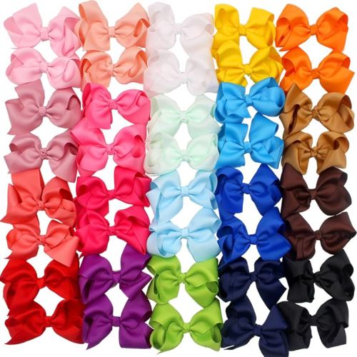 CÉLLOT 40PCS 4.5 Inch Hair Bows for Girls Grosgrain Ribbon Toddler Hair Accessories with Alligator Clips for Baby Girls Toddlers Kids in Pairs