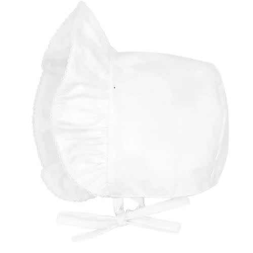 Ruffle Moonstitch Edge Baby Bonnet- White