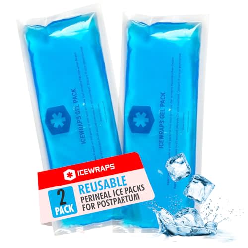 ICEWRAPS 4"x10" Reusable Perineal Ice Packs for Postpartum | Cooling Postpartum Ice Pack Pads | Pack of 2 Ice Pads Blue
