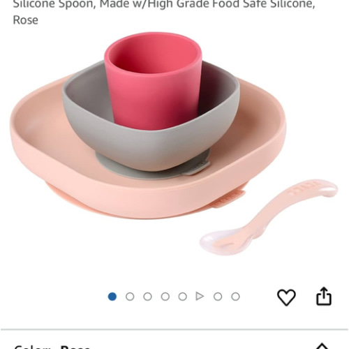 Beaba Silicone Suction Meal Set (Pack of 4) - rose