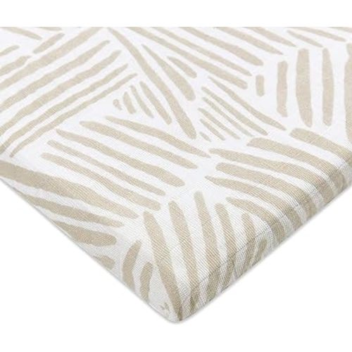 Babyletto 100% Organic Cotton All-Stages Bassinet Sheet, GOTS-Certified, Fitted 360°, Ultra-Soft and Breathable Muslin - Oat Stripe