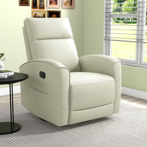 30.7'' Wide Modern and Overstuffed Soft Vegan Leather Manual Swivel and Rocker Recliner