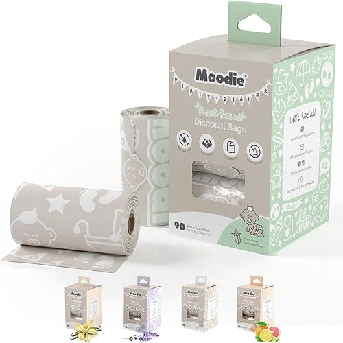 NEW 100% Compostable PLANT-BASED Disposable Diaper Bags (90 BAGS TOTAL) | Biodegradeable Baby Poop Bags (6 Refill Rolls 9x13") | Leak Proof Diaper Trash Bags on the Go | Eco-Friendly Dirty Diaper Bags