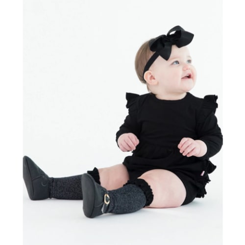 Knit Long Sleeve Flutter Bubble Romper | RuffleButts & RuggedButts