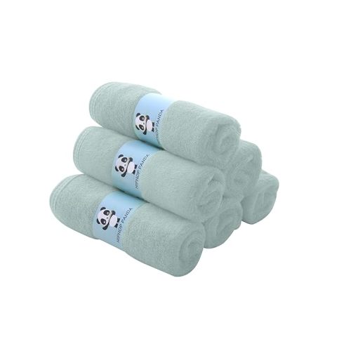 HIPHOP PANDA Baby Washcloths, Rayon Made from Bamboo - 2 Layer Ultra Soft Absorbent Newborn Bath Face Towel - Reusable Baby Wipes for Delicate Skin - Green, 6 Pack - 10x10 Inch (Pack of 6)