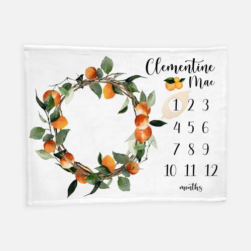 Orange Girl  Milestone Blanket, Oranges Monthly Baby Blanket, Oranges Nursery, Baby Shower Gift, Sunny Nursery Theme, Baby Clementines F50