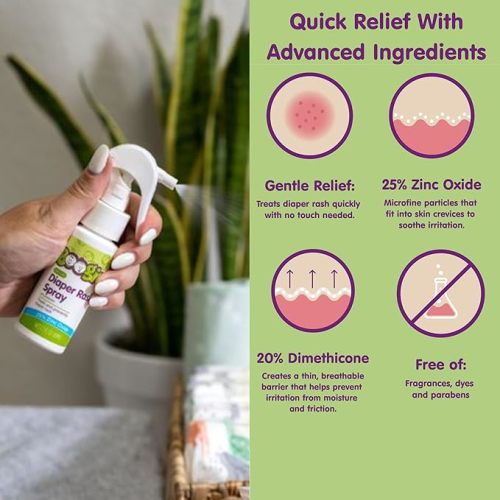 Boogie Diaper Rash Cream Spray for Baby, Travel Friendly No-Rub Touch Free Application for Sensitive Skin, Over 200 Sprays per Bottle, 1.7 oz (Pack of 1)