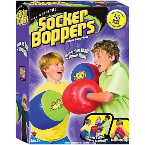 Socker Boppers Inflatable Boxing Pillows - One Pair Boppers – colors will vary, Box and Bop, Durable Vinyl, Active Outlet That Aids in Agility, Balance and Coordination, Safe Fun Indoor or Out