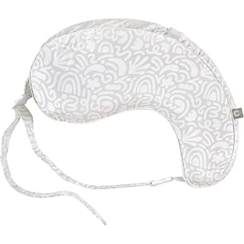 Boppy Uplift Nursing Pillow, Cream Retro Squiggles, Designed to Help Reduce Reflux Symptoms for Breastfeeding, Bottle Feeding or Combo-Feeding; Plus-Sized, Comfortably Contoured Feeding Pillow