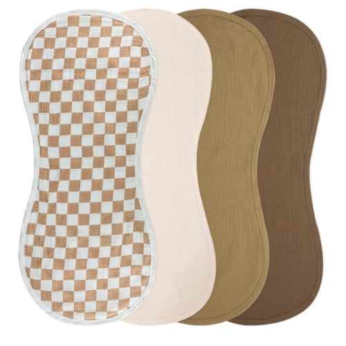 4-Pack Muslin Changing Pad Liners, Extra Thick & Ultra Soft for Warm Comfort, Waterproof Diaper Mat for Keekaroo Peanut & All Standard Baby Changers, 2-Sided Reusable (Brown)