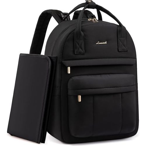 LOVEVOOK Puffer Diaper Bag Backpack, Lightweight 30L Baby Bag with Changing Pad, Large Diaper Backpack for Mom Dad with Stroller Buckles, Black