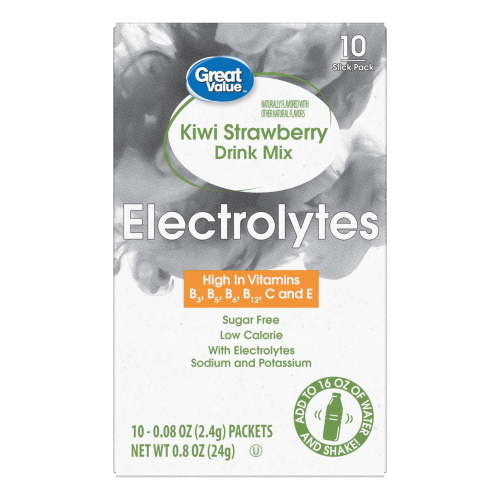 Great Value Electrolyte Vitamin Enhanced Strawberry Kiwi Drink Mix 0.08 oz Packets for Water Hydration