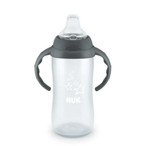 NUK Large Learner Tritan Cup, Soft Spout, 10 Ounce, Gray Star, 1 Count