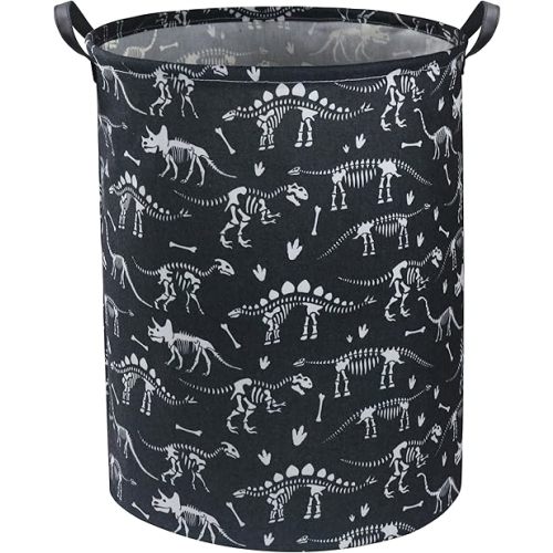 HIYAGON Dinosaur Kids Laundry Basket Kids Laundry Hamper Baby Nursery Hamper for Boys and Girls Cute Toy Storage Organizer Bins Blue Dinosaur Room Decor Gift Basket Bedroom(Black Dinosaur)