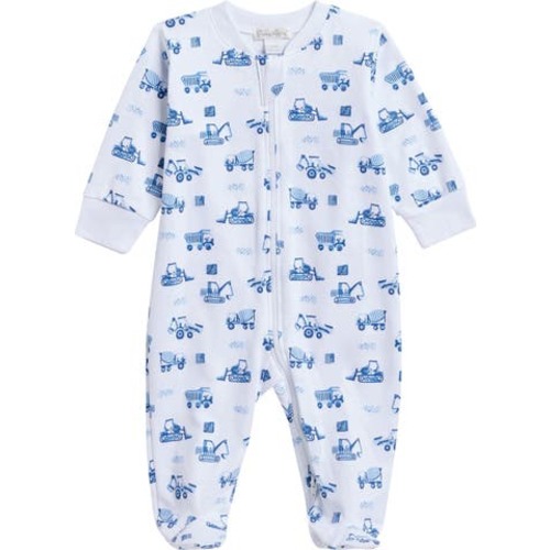 Kissy Kissy Heavy Equipment Print Pima Cotton Zip Footie 3-6M