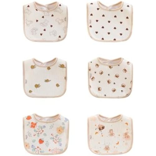 Baby Bandana Bibs, 6 Pack Waterproof Toddler Bib,Soft Cotton Absorbent Baby Bibs for Eating,Drooling,Teething